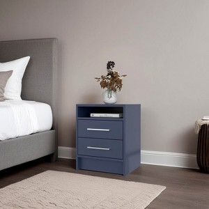 PAGED Nightstand Modern Side Table with 2 Storage Drawers and Open Shelf, Bedside Cabinet for Bedroom, Living Room - 1 of 4