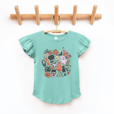 The Juniper Shop Halloween Doodle Collage Toddler Flutter Sleeve Tee