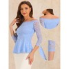 Allegra K Women's Elegant Lace Floral Semi Sheer 3/4 Sleeve Off Shoulder Peplum Top - 2 of 4