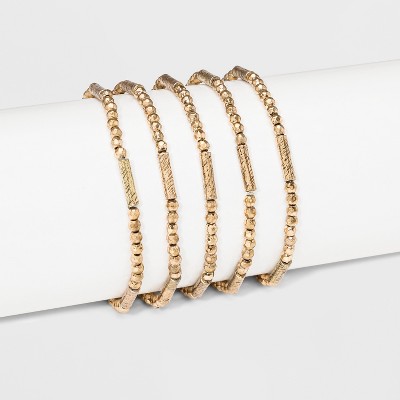 Beaded Stretch Bracelet Set 5ct - Universal Thread™ Gold