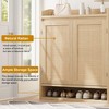 Rattan Shoe Cabinet with 2 Doors, Wooden Shoe Storage Organizer with Adjustable Shelves - 4 of 4