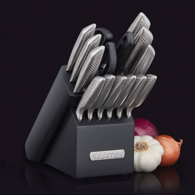Sabatier 15-Piece Stainless Steel Hollow Handle Knife Block Set
