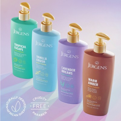 Jergens Shea Fusion Tropical Escape Scented Body Lotion with Vitamin E - 14 fl oz: Moisturizing, Smoothing, Paraben-Free, For Dry Skin