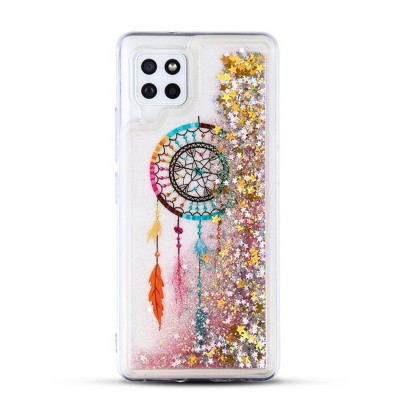 MyBat Quicksand Glitter Hybrid Protector Cover Case Compatible With Samsung Galaxy A42 5G - Dreamcatcher Gold Stars