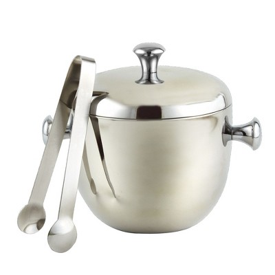 Jiallo  Stainless Steel 1.5 Qt Apple Ice Bucket Double Wall w/Tongs 6.5" diameter