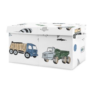 Sweet Jojo Designs Boy Fabric Storage Toy Bin Construction Truck Green Blue and Grey - 1 of 4