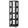 Black 4-tier all-steel rotating bookcase with 360° rotating wheels, large capacity, sturdy and durable bookcase - 4 of 4