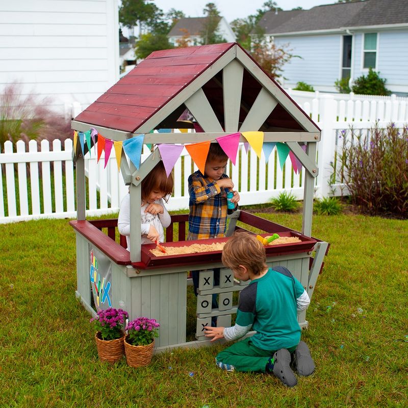 Funphix Hangout Hut, Kids Outdoor Wooden Playhouse with Sandbox & Tic Tac Toe, 5 of 8