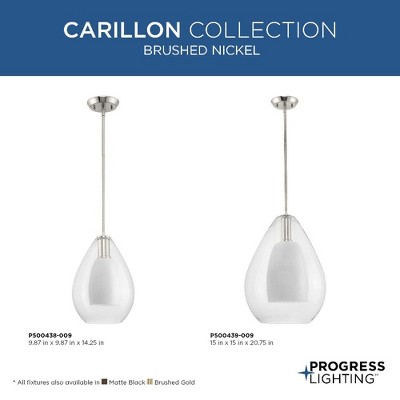 Carillon Brushed Nickel Glass Bell Pendant Light