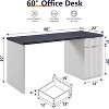 SinCiDo Modern 60" Executive Desk, Wood Home Office Desk with Drawer & Cabinet, Fluted Computer Writing Desk for Living Room, Bedroom - 2 of 4