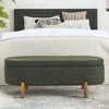 Sapphtopaz Pleated Fabric Ottoman with Storage, Oval Storage Ottoman Bench with Rubber Wood Leg, Multi-Use Footstool Bench, Ottoman Foot Rest - 2 of 4