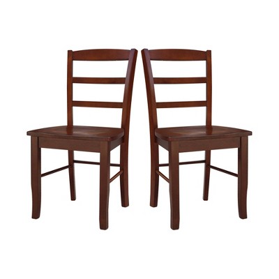 Espresso High Slat Solid Wood Ladderback Side Chair Set