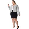 Agnes Orinda Women's Plus Size Plaid Collarless Long Sleeve Open Front Work Tweed Blazers - 3 of 4