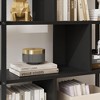 5 Tier Rattan Bookshelf with Storage Cabinet & Door, 71.1 Inch Tall Industrial Book Shelf - 2 of 4