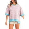 Women's Cotton Candy Striped Oversized Tee - Shewin - 4 of 4