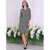 Hobemty Women's Tweed 3/4 Sleeve Lapel Collar Button Down Sheath Dress - 3 of 4