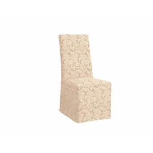 Scroll Long Chair Slipcover Champagne - Sure Fit: Polyester Stretch Fit, Machine Washable, Indoor Parson Furniture Cover - 1 of 4