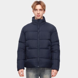 Rokka&Rolla Men's Solid Puffer Coat Stand Up Collar Jacket - 1 of 4