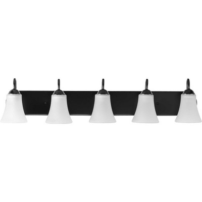 Classic Black 5-Light Bath Vanity with Bell-Shaped Glass Shades