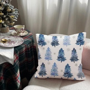 Set of 2 Christmas Pillow Cover 18X18 Inch Christmas Tree Snowflake Decoration Blue - 1 of 3