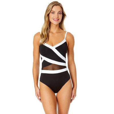 Women's Mesh Around Mesh Insert One Piece Swimsuit