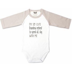Pavilion Gift Company - Grandma Retired - 12-24 Months 3/4 Length Gray Sleeve Onesie - Leotards and Bodysuits - 1 of 4