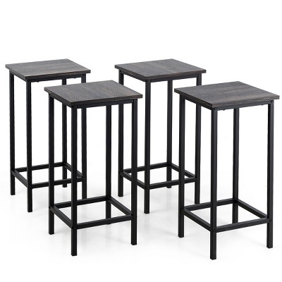 Costway Set of 4 Bar Stools 24'' Counter Height Backless Dining Stools Wood