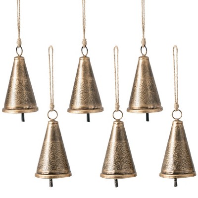 Sullivans Set of 6 Patterned Bell Ornament Kit 7.5"H Gold