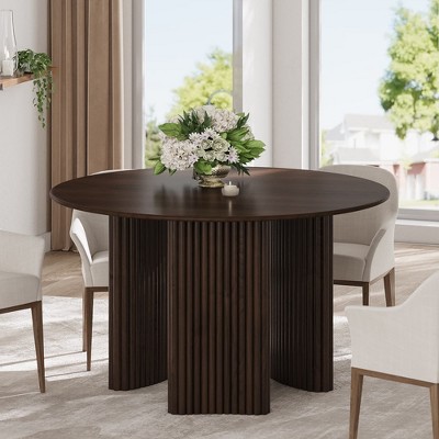 SpassWay 30"H Modern Wood Dining Table Versatile Kitchen Conference Gaming Table with Sturdy Tripod Base in Walnut/Black/Natural Wood