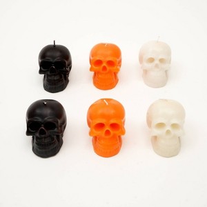 SEVOBAL Party Decorations and Accessories Set of 6 Intricate Skull Candles with Hair-raising Design Shock Value for Halloween, Multicolor, 13"*8"*4" - 1 of 4