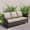 UPTION 3-person Outdoor Patio Rattan Sofa With Cushions - 4 of 4
