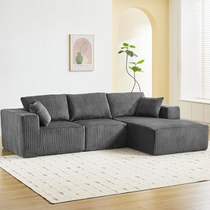 Acekool 108" Cloud Sectional Sofa - Plush L-Shaped Modular Couch with Deep Seating, No Assembly Needed, Corduroy Fabric for Living Room - 1 of 4