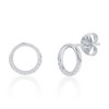 Bella Silver Sterling Silver, Polished & CZ Circle Necklace & Earrings Set - Silver - 16+2 Inch - 2 of 4
