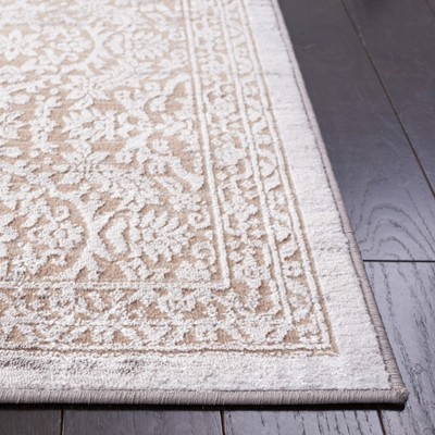 Beige and Ivory Hand-Knotted Synthetic Area Rug