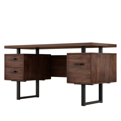 Vynxaria Home Office Computer Desk with Drawers & Hanging Letter-size File Storage, 59-inch Writing Table