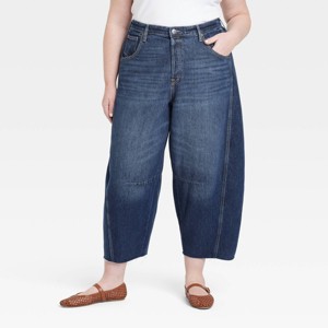 Women's High-Rise Curved Leg Barrel Jeans - Universal Thread™ - 1 of 3