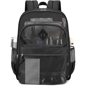 Hachikiko Heavy Duty Mesh Backpack - See Through Transparent Bookbag for School, Swimming, Beach, Sports & Travel - 1 of 4