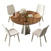 GDFStudio Lenhart Mid-Century 5 Piece Round Dining Set with 35" Glass Table and 4 Ergonomic Chairs - 2 of 4