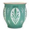 HomeRoots Set of Two Green And Yellow Ceramic 8 Ounce Geo Floral Pot Planters - 4 of 4