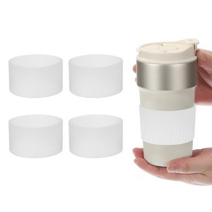Unique Bargains Silicone Protective Heat Resistant Non Slip Coffee Cup Sleeve 4 Pcs - 1 of 4