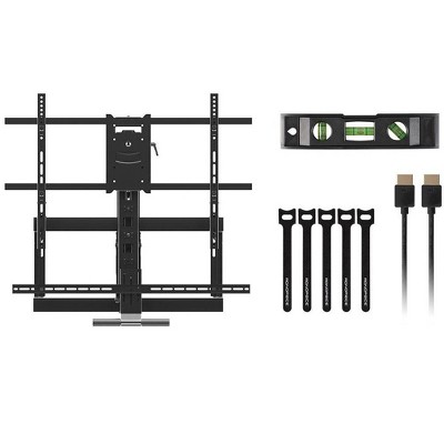 Photo 1 of Monoprice Above Fireplace Pull-Down Full-Motion Articulating TV Wall Mount w/ Optional Soundbar Mount- For TVs 55in to 80in  Max Weight 132lbs