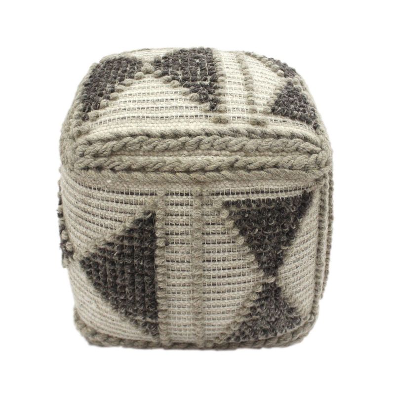 Tamsin Boho Handcrafted Cube Pouf Gray/Ivory - Christopher Knight Home, 4 of 10