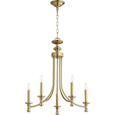 Quorum Lighting Rossington 5-Light Chandelier, Aged Brass, 22 Width, 25.25 Height