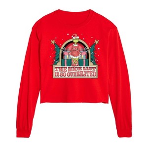 Dr. Seuss The Grinch Christmas Nice List Is So Overrated Cropped Long Sleeve T-Shirt - Red - 2 X-Large - 1 of 2