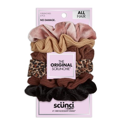 scünci No Damage Mixed Textures Scrunchies - Warm Neutral - All Hair - 6pcs