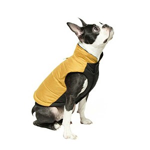 Gooby Wind Parka, Fleece Lined Small Dog Jacket Coat Sweater with Water Resistant Shell and Leash Ring, Yellow, X - 1 of 1