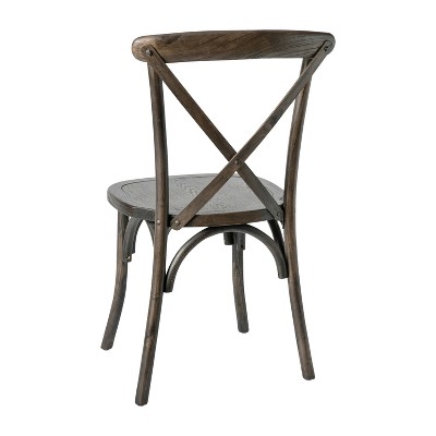 Early American Brown Wood Cross Back Dining Chair
