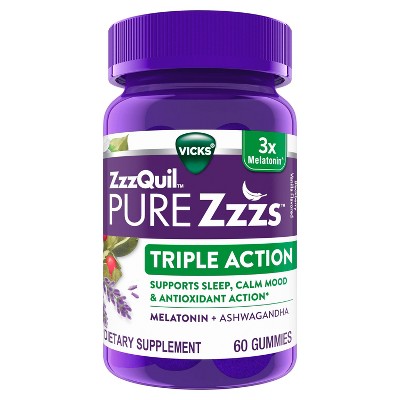 Vicks ZzzQuil PURE Zzzs Triple Action Gummies - 60ct