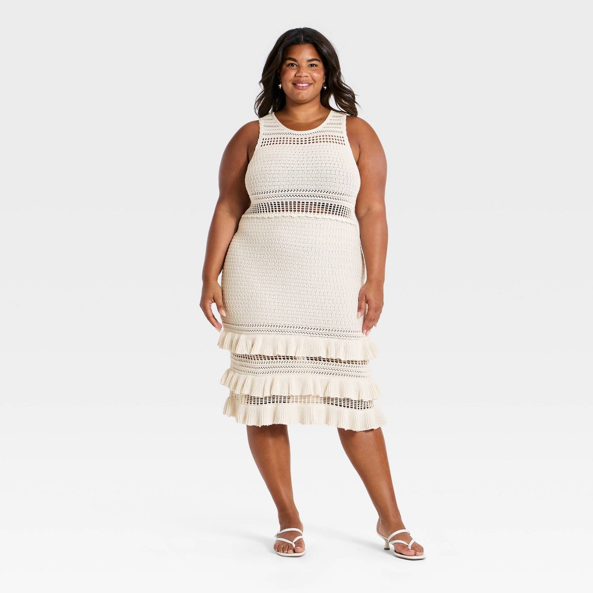 Women's Ruffle Sweater Midi Dress - A New Day™ - thumbnail 4