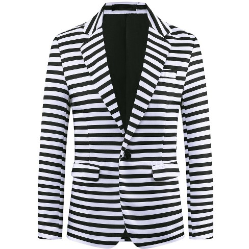 Lars Amadeus Men s Classic Fit Single Breasted Prom Formal Striped Blazers Black Medium Target